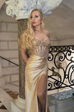 Mermaid Champagne Corset Prom Dress