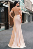 Mermaid Champagne Corset Prom Dress