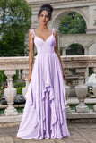 Eucalyptus Corset A-Line Chiffon Bridesmaid Dress with Ruffles