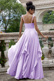 Eucalyptus Corset A-Line Chiffon Bridesmaid Dress with Ruffles