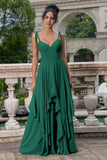 Eucalyptus Corset A-Line Chiffon Bridesmaid Dress with Ruffles