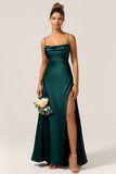 Twilight Mermaid Satin Bridesmaid Dress with Criss Cross Back