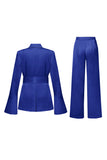 Champagne Flare Sleeves 2 Piece Women's Suits with Belt