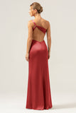 Dusty Sage Elegant One Shoulder Mermaid Pleated Bridesmaid Dress