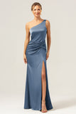 Twilight Elegant Mermaid Pleated Satin Bridesmaid Dress