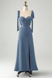 Terracotta A Line Corset Wedding Guest Dress with Bowknot