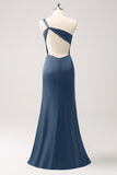 Terracotta Mermaid Backless Bridesmaid Dress with Slit