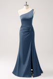 Terracotta Mermaid Backless Bridesmaid Dress with Slit