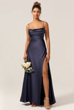 Twilight Mermaid Satin Bridesmaid Dress with Criss Cross Back