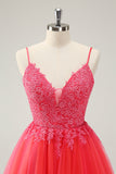 Cute Hot Pink A Line Spaghetti Straps Short Prom Dress with Appliques