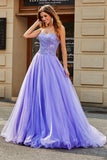 Stunning Lilac A Line Strapless Long Prom Dress With Appliques