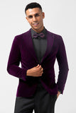 Dark Purple Velvet Men Formal Blazer