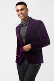 Dark Purple Velvet Men Formal Blazer