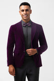 Dark Purple Velvet Men Formal Blazer