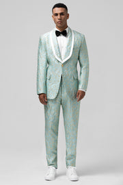 2 Piece Mint Men's Prom Suit with Pattern