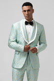 2 Piece Mint Men's Prom Suit with Pattern