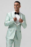 2 Piece Mint Men's Prom Suit with Pattern