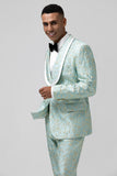 2 Piece Mint Men's Prom Suit with Pattern