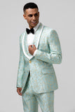 2 Piece Mint Men's Prom Suit with Pattern