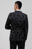 3 Pieces Black Embroidery Mne's Prom Suits