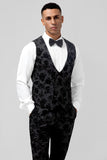 3 Pieces Black Embroidery Mne's Prom Suits