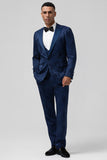 3 Pieces Black Embroidery Men's Formal Suit