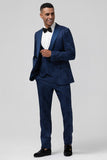 3 Pieces Black Embroidery Men's Formal Suit