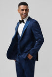 3 Pieces Black Embroidery Men's Formal Suit