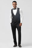 3 Pieces Black Embroidery Men's Formal Suit