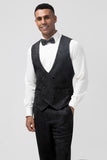 3 Pieces Black Embroidery Men's Formal Suit