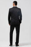 3 Pieces Black Embroidery Men's Formal Suit