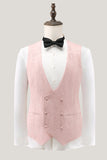 Silm Fit Peak Lapel Light Pink Jacquard Men's Homecoming Suits