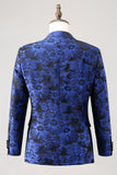 Royal Blue Jacquard Peak Lapel 2 Piece Men's Prom Suits