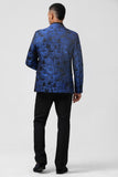 2 Piece Royal Blue Shawl Lapel Men's Prom Suit with Pattern