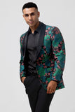 Green One Button Men's Prom Blazer with Pattern