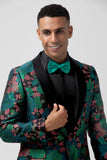 Green One Button Men's Prom Blazer with Pattern