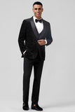 Black 3 Pieces Notched Lapel Wedding Suits for Men