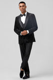 Black 3 Pieces Notched Lapel Wedding Suits for Men