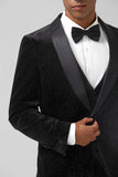 Black 3 Pieces Notched Lapel Wedding Suits for Men