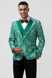 3 Pieces Green Shawl Lapel Men's Prom Suits with Pattern