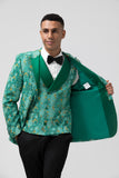 3 Pieces Green Shawl Lapel Men's Prom Suits with Pattern