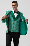 3 Pieces Green Shawl Lapel Men's Prom Suits with Pattern