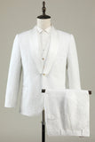 White Jacquard Shawl Lapel 3 Piece Prom Formal Suits
