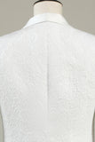White Jacquard Shawl Lapel 3 Piece Prom Formal Suits