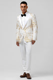 2 Pieces White Royal Men's Prom Suits with Pattern