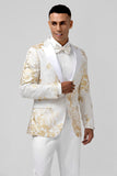 2 Pieces White Royal Men's Prom Suits with Pattern