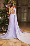 Mermaid Lilac One Shoulder Long Prom Dress with Slit