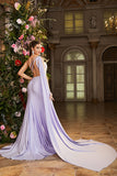 Mermaid Lilac One Shoulder Long Prom Dress with Slit