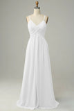 V-neck Sleeveless A-Line Floor Length Bridesmaid Dress