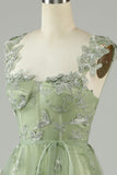 Green Corset Long Tulle Prom Dress with 3D Butterflies